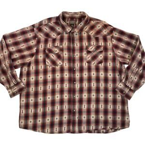 C E Schmidt Workwear Shirt Mens Sz 3X Western Snap Plaid Aztec 100% Cotton Ranch